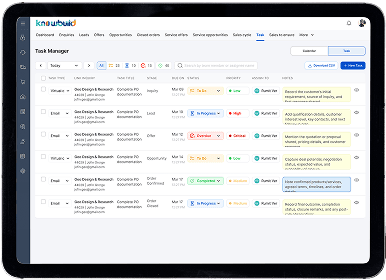 Knowbuild purchase manager interface desktop view.