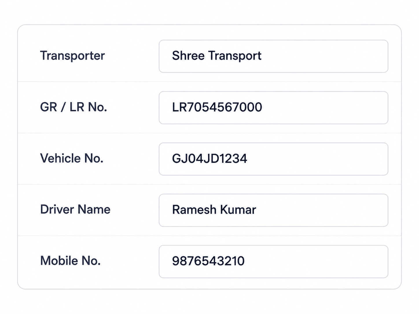 Transport information screenshot
