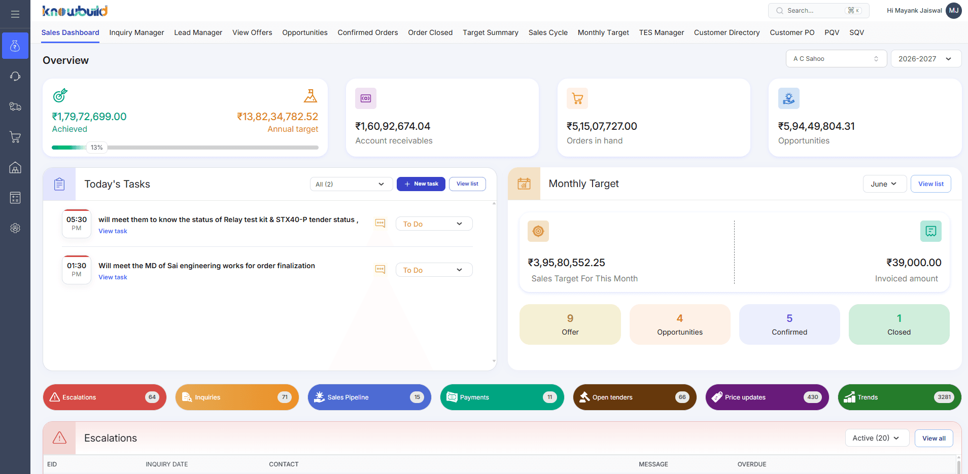 Sales OS dashboard preview